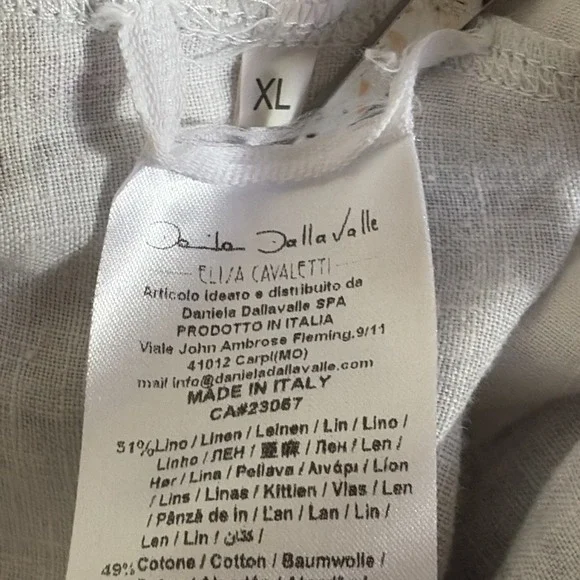 Elisa Cavaletti Dani Shirt Italian Linen Blend Womens X-Large Boho Beach Artsy - Picture 7 of 8